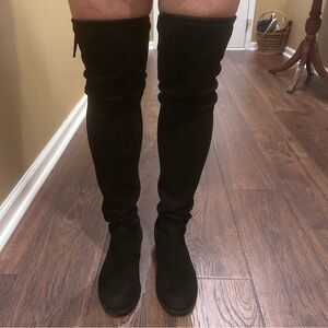 Stuart Weitzman EUC Size 11 EU 41.5 Lowland Over The Knee Boots Black Suede Sexy